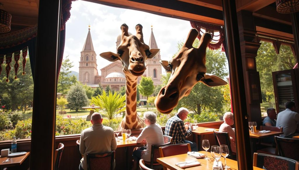 Giraffe at Gujari restaurant Giraffe at Gujari restaurant