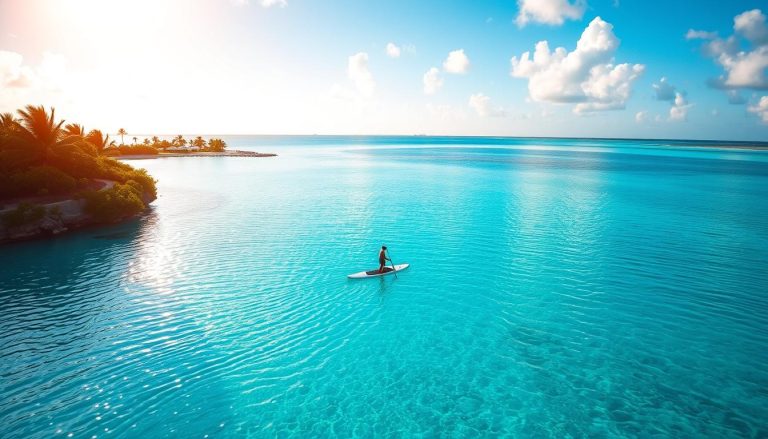 Learning to paddleboard in Providenciales