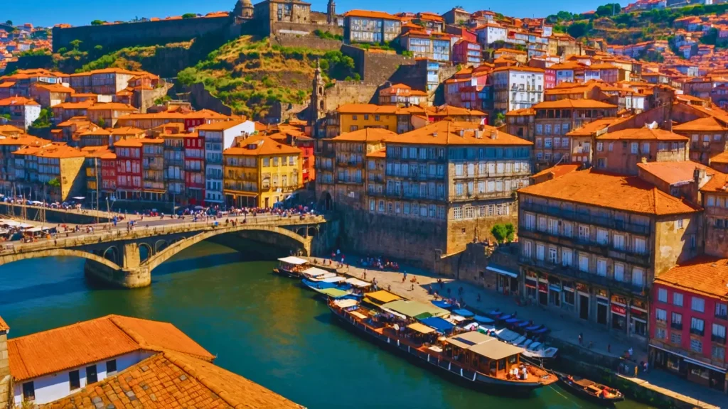 a river with boats and buildings on it