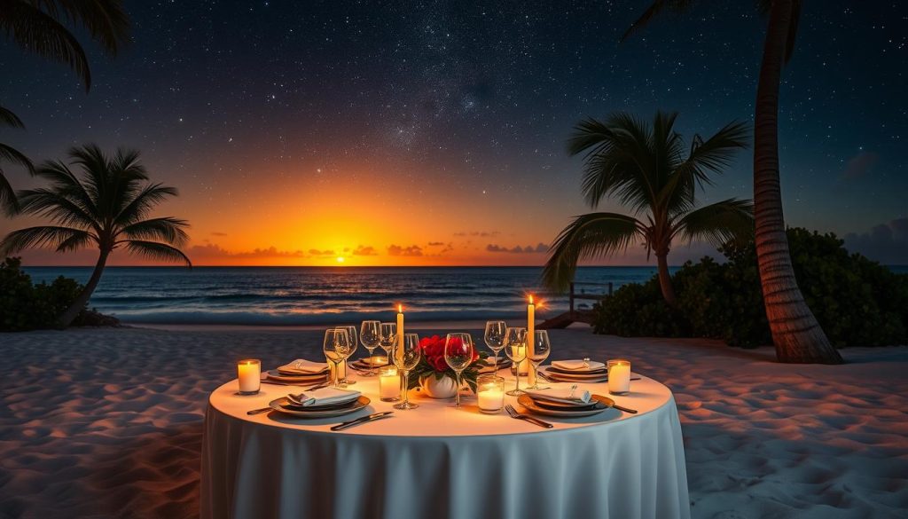Private beach dining in Providenciales Private beach dining in Providenciales