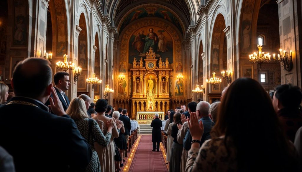 Religious service at Svetitskhoveli Cathedral for visitors Religious service at Svetitskhoveli Cathedral for visitors