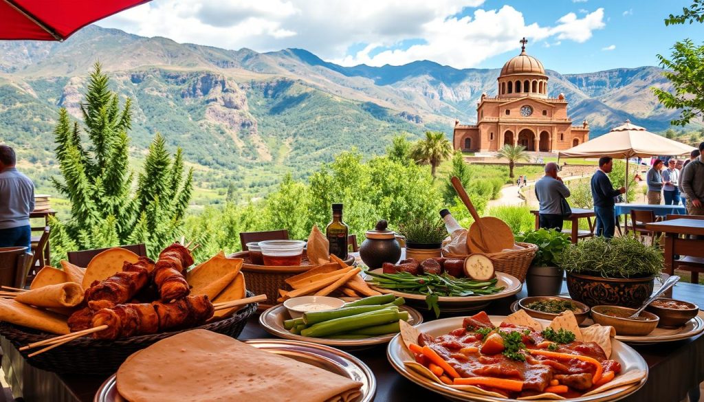 What type of food is available near Tatev Monastery? What type of food is available near Tatev Monastery?