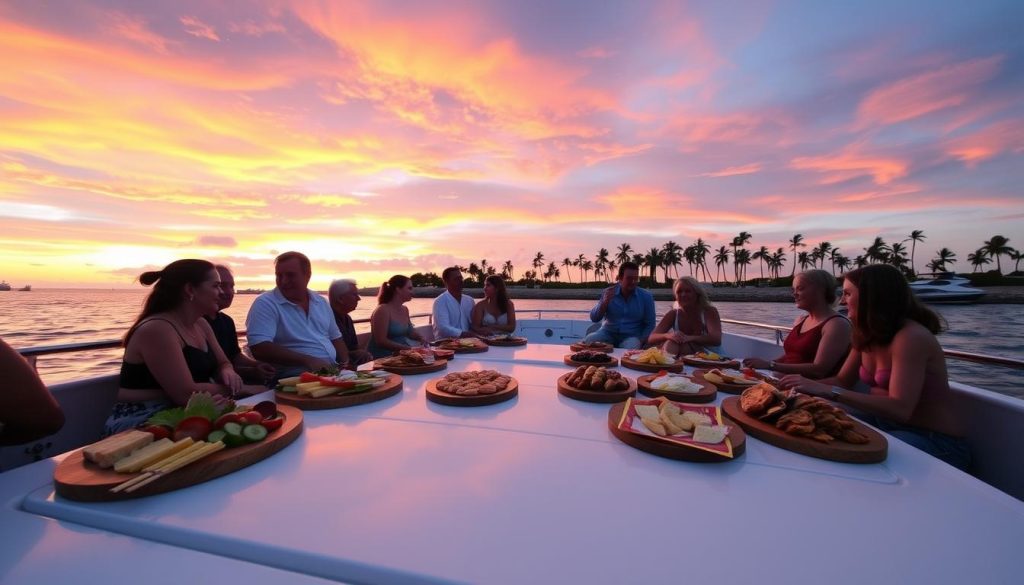 enjoying snacks on sunset cruises enjoying snacks on sunset cruises