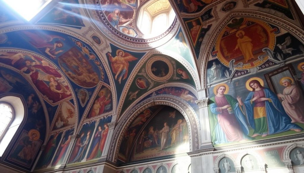 frescoes in Svetitskhoveli Cathedral frescoes in Svetitskhoveli Cathedral