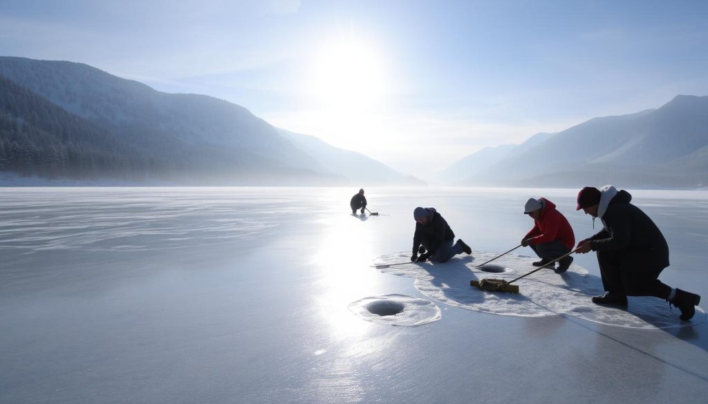 ice fishing Lake Sevan ice fishing Lake Sevan