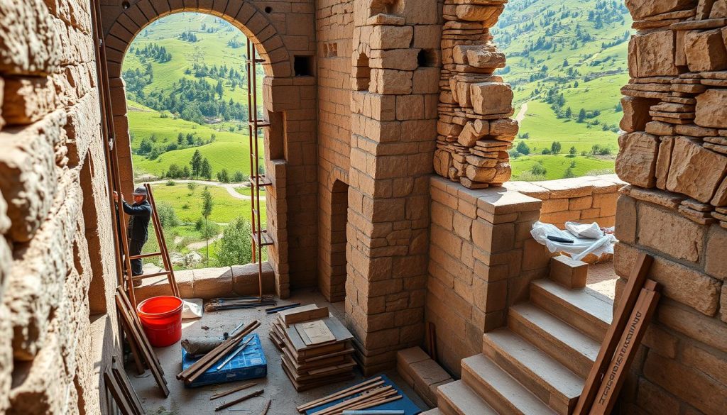 restoration efforts at Tatev restoration efforts at Tatev