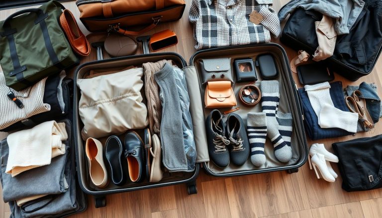 Are there effective ways to keep shoes from dirtying clothes in a suitcase?