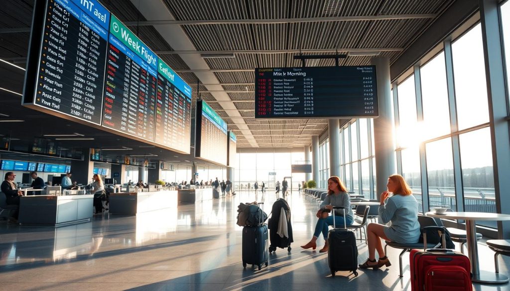 Booking early morning or mid-week flights Booking early morning or mid-week flights