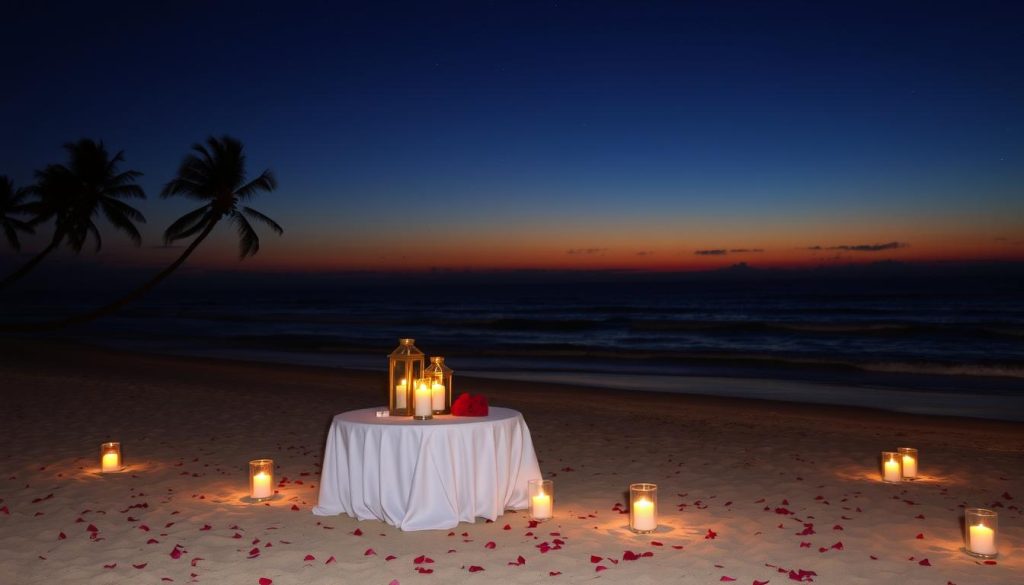 Candlelit dinner on the beach Candlelit dinner on the beach
