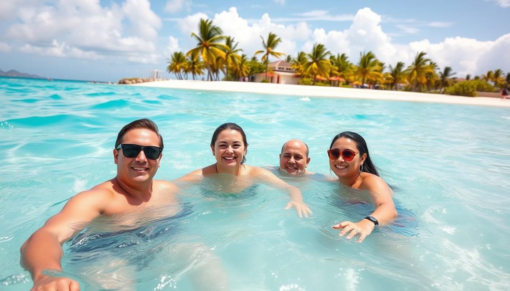 Family swimming in Varadero Family swimming in Varadero