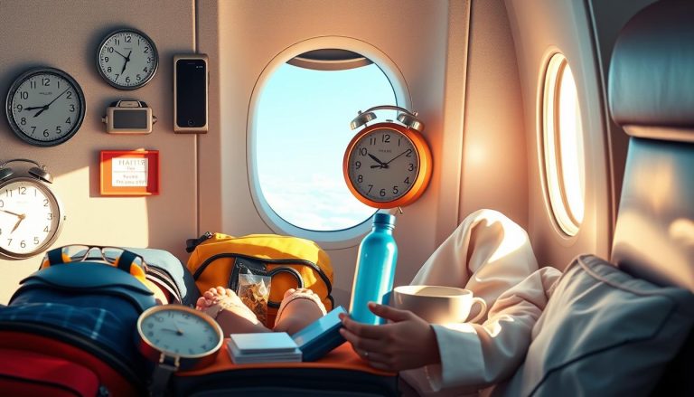 How can I minimize jet lag during my trip?