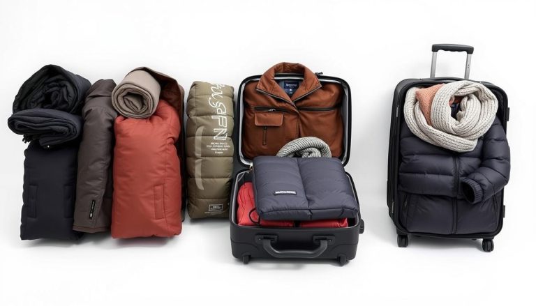 How do I pack bulky coats or jackets without taking up much space?