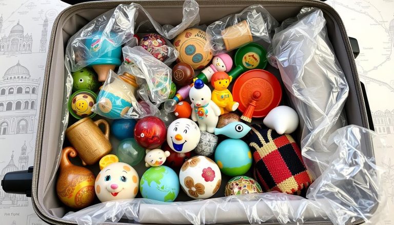 How do I safely store souvenirs to avoid damage during travel?