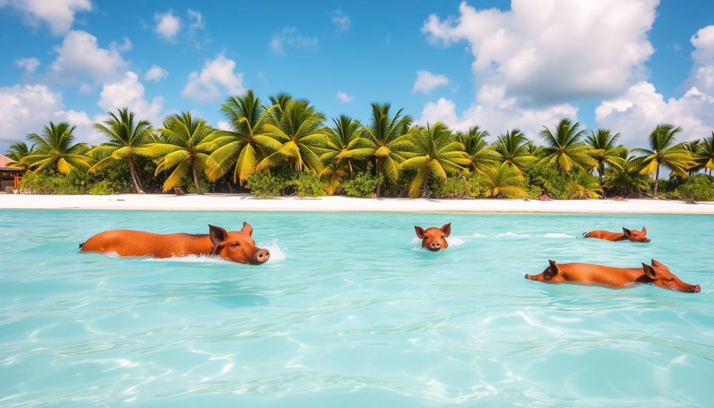 Swimming pigs in Exuma Swimming pigs in Exuma