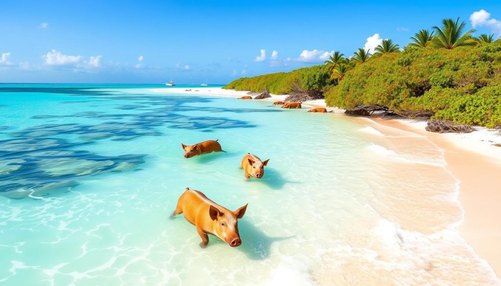 Swimming pigs in the Bahamas Swimming pigs in the Bahamas