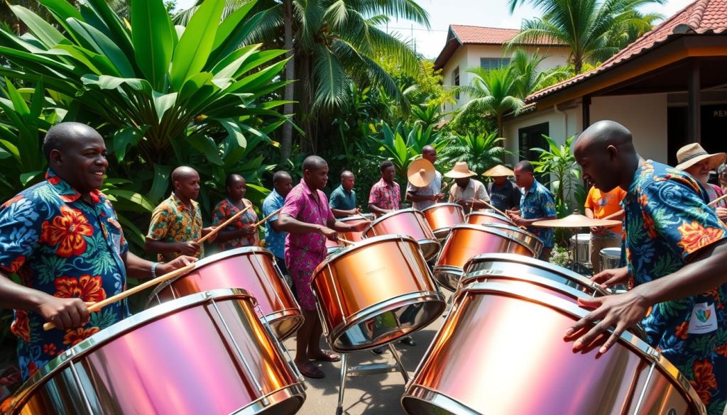 steel pan drumming in Trinidad steel pan drumming in Trinidad