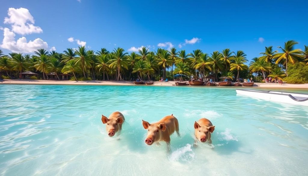 swimming with pigs in Great Exuma swimming with pigs in Great Exuma