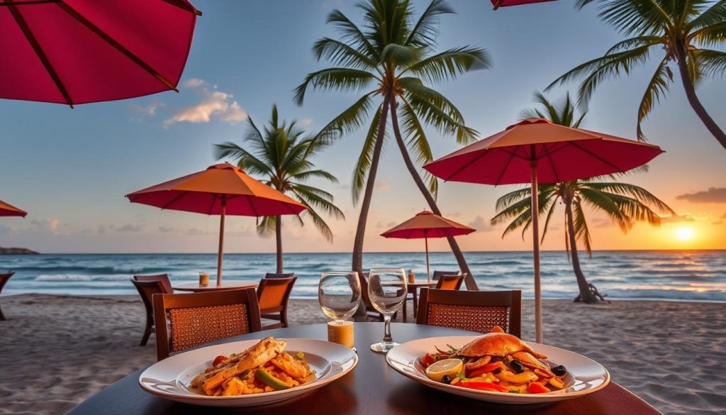 Beachfront dining in Bathsheba Beachfront dining in Bathsheba
