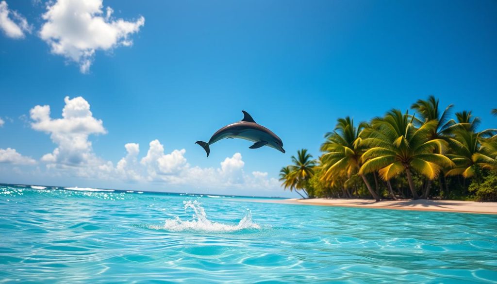 Dolphin swimming in La Romana Dolphin swimming in La Romana