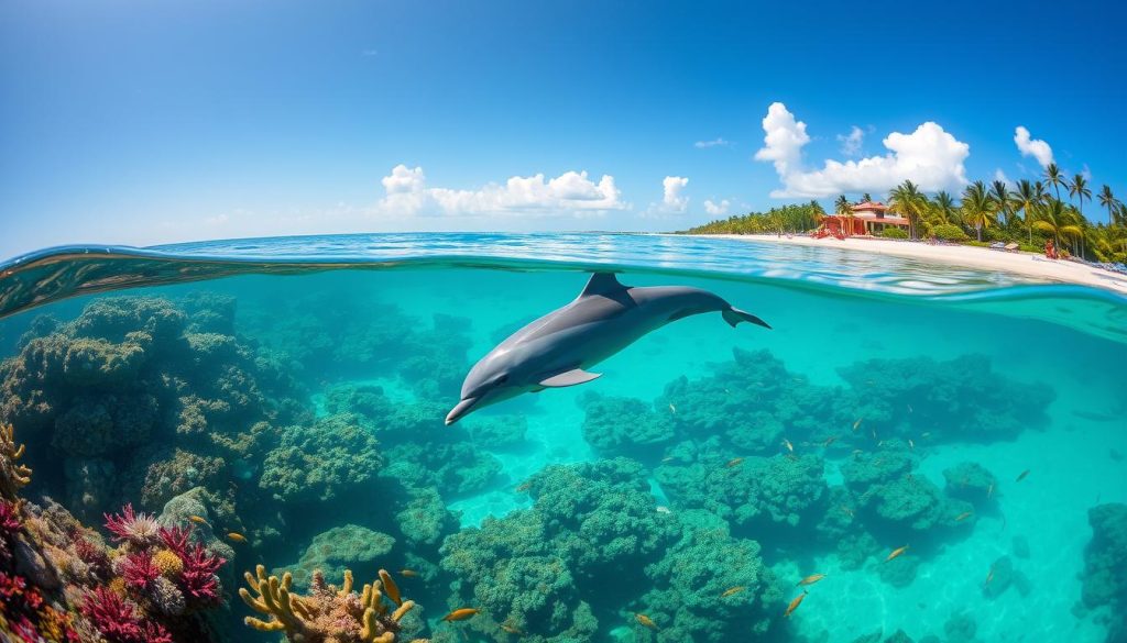 Dolphin swimming in La Romana Dolphin swimming in La Romana