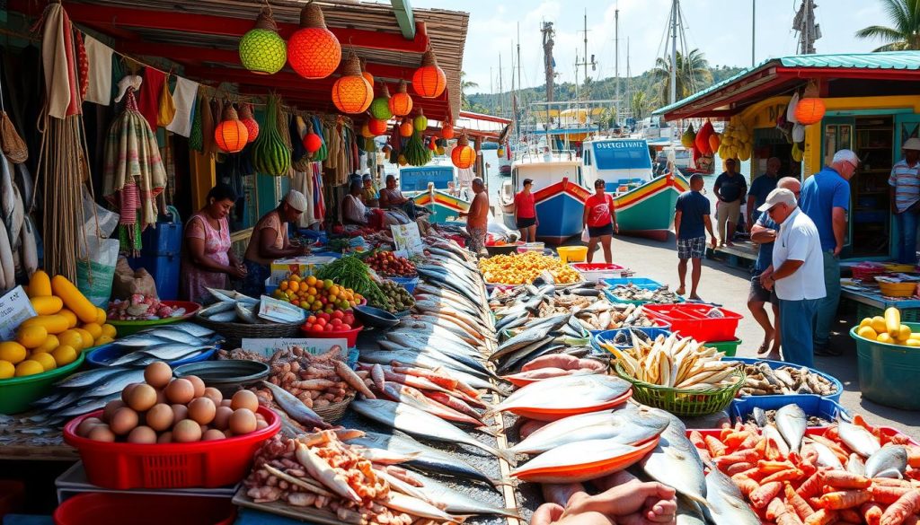 Fresh seafood market in Westpunt Fresh seafood market in Westpunt