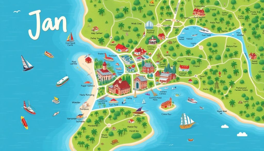 Jan Thiel attractions map Jan Thiel attractions map