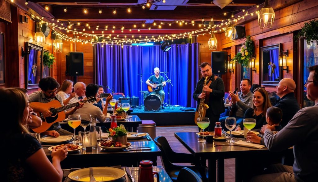 Live music venue with food Live music venue with food
