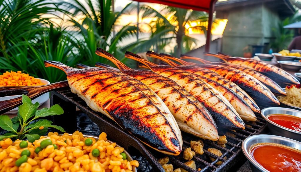 Marinated Swordfish Steaks at Oistins Fish Fry Marinated Swordfish Steaks at Oistins Fish Fry