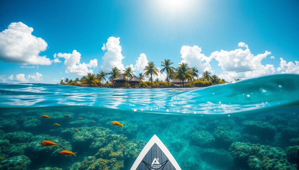paddleboarding in Caribbean waters paddleboarding in Caribbean waters