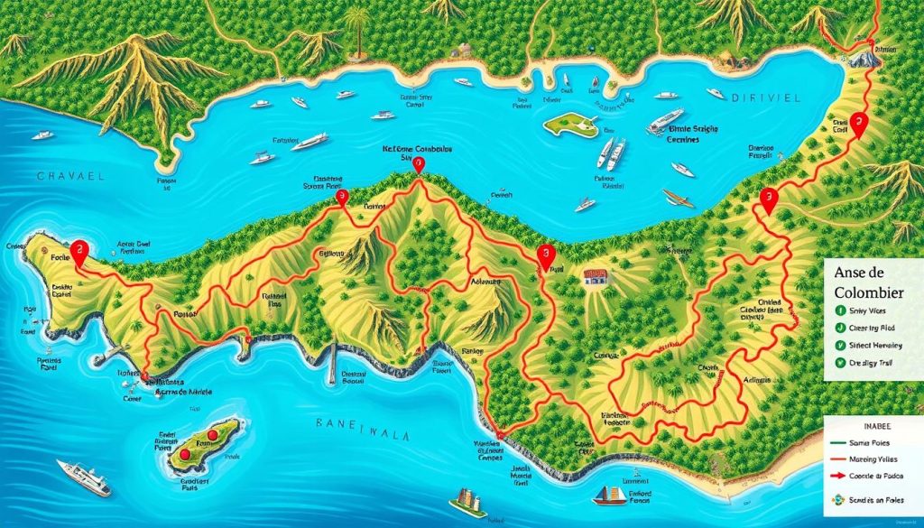Anse de Colombier trail map Anse de Colombier trail map