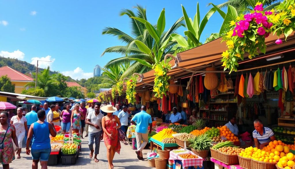 Caribbean market scene Caribbean market scene