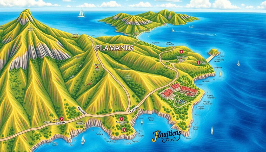 Gustavia to Flamands route map Gustavia to Flamands route map