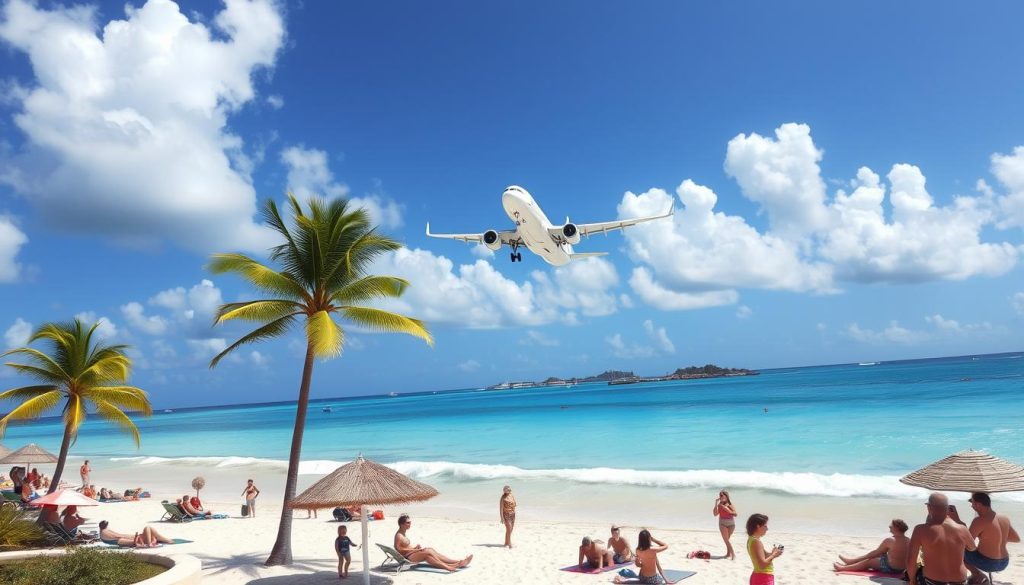 Maho Beach airplane landing experience Maho Beach airplane landing experience