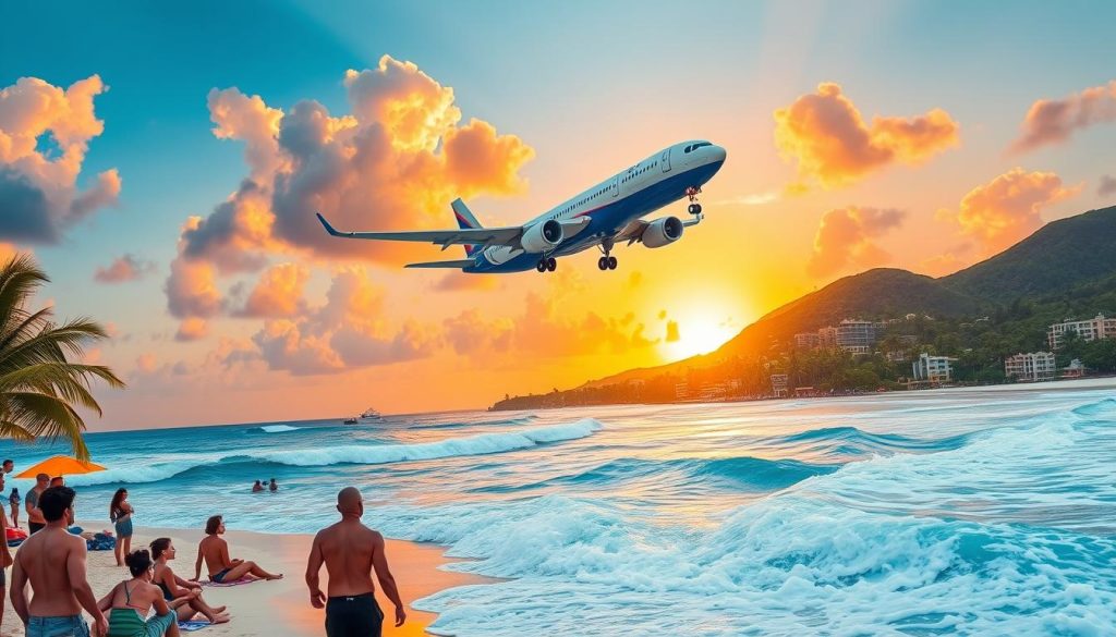 Maho Beach airplane landing experience Maho Beach airplane landing experience