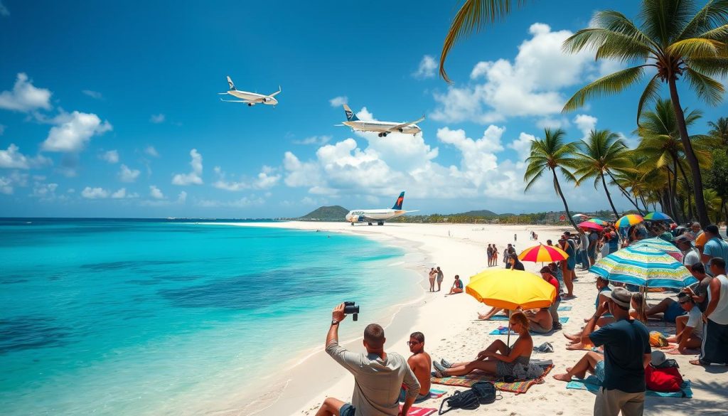 Maho Beach plane landing viewpoints Maho Beach plane landing viewpoints