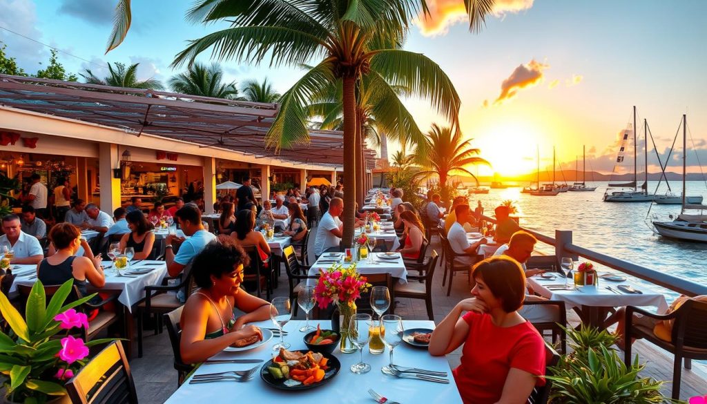 Marigot dining scene Marigot dining scene