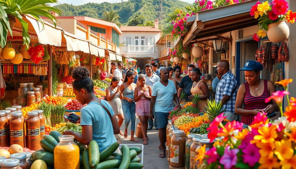 Marigot market scene Marigot market scene