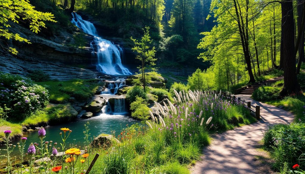 Scenic Waterfall Summer Hiking Trail Scenic Waterfall Summer Hiking Trail