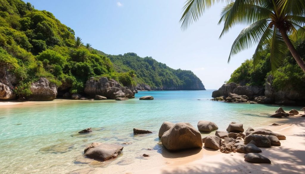Secluded coves in Anse de Colombier Secluded coves in Anse de Colombier