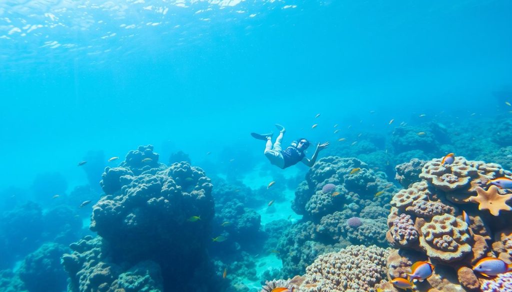 Snorkeling in crystal waters Snorkeling in crystal waters