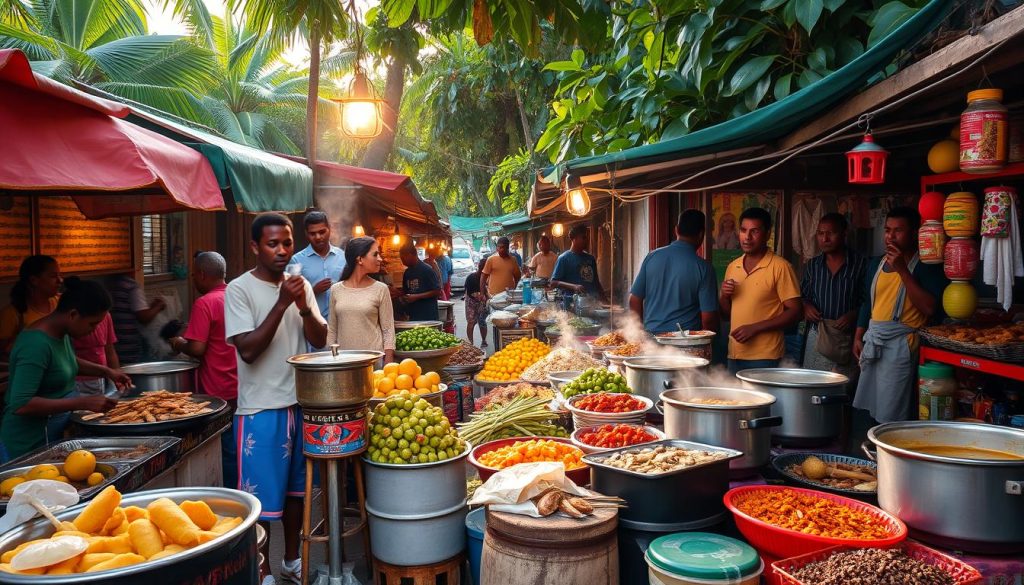 Street food scene in Castries Street food scene in Castries