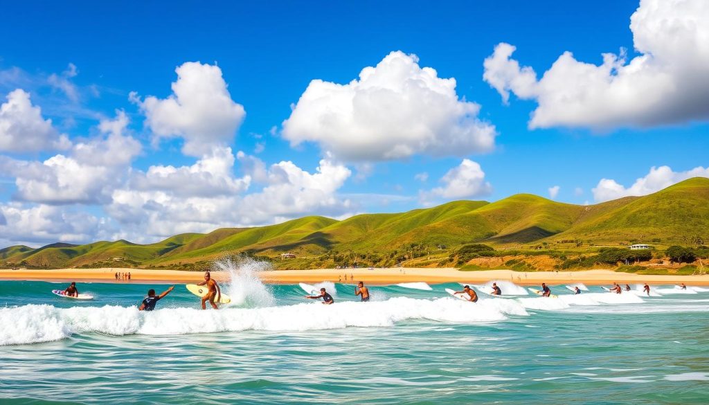 Surfing at Flamands Beach Surfing at Flamands Beach