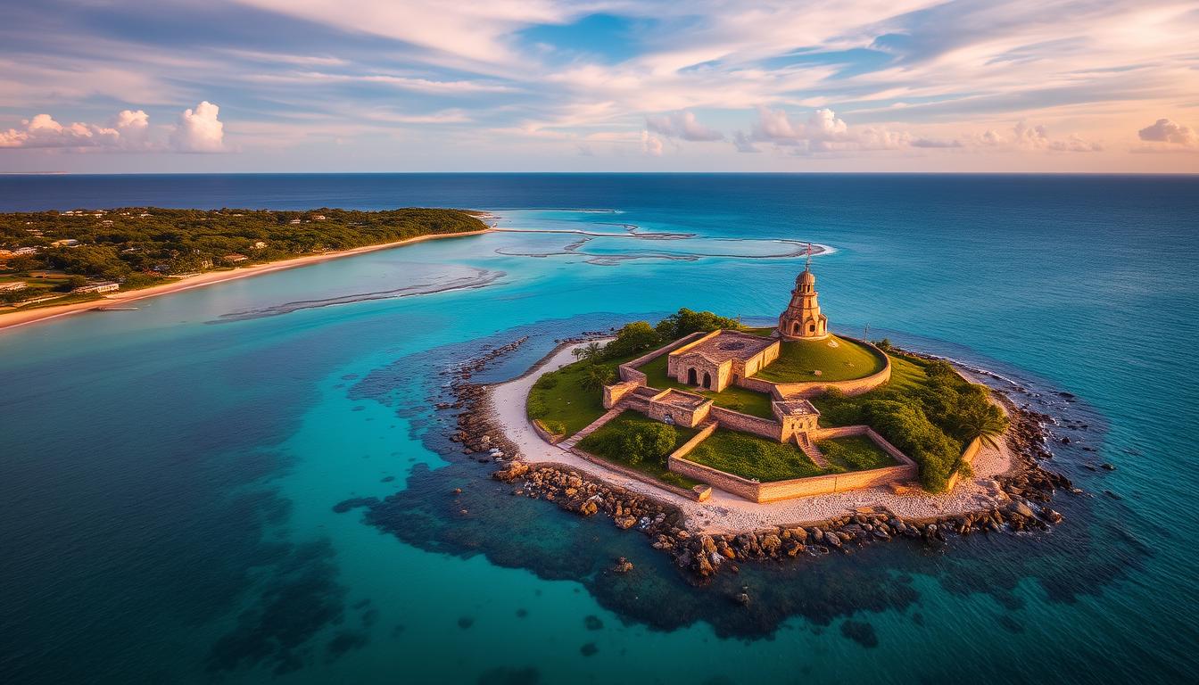 What historical sites are on Pigeon Island?