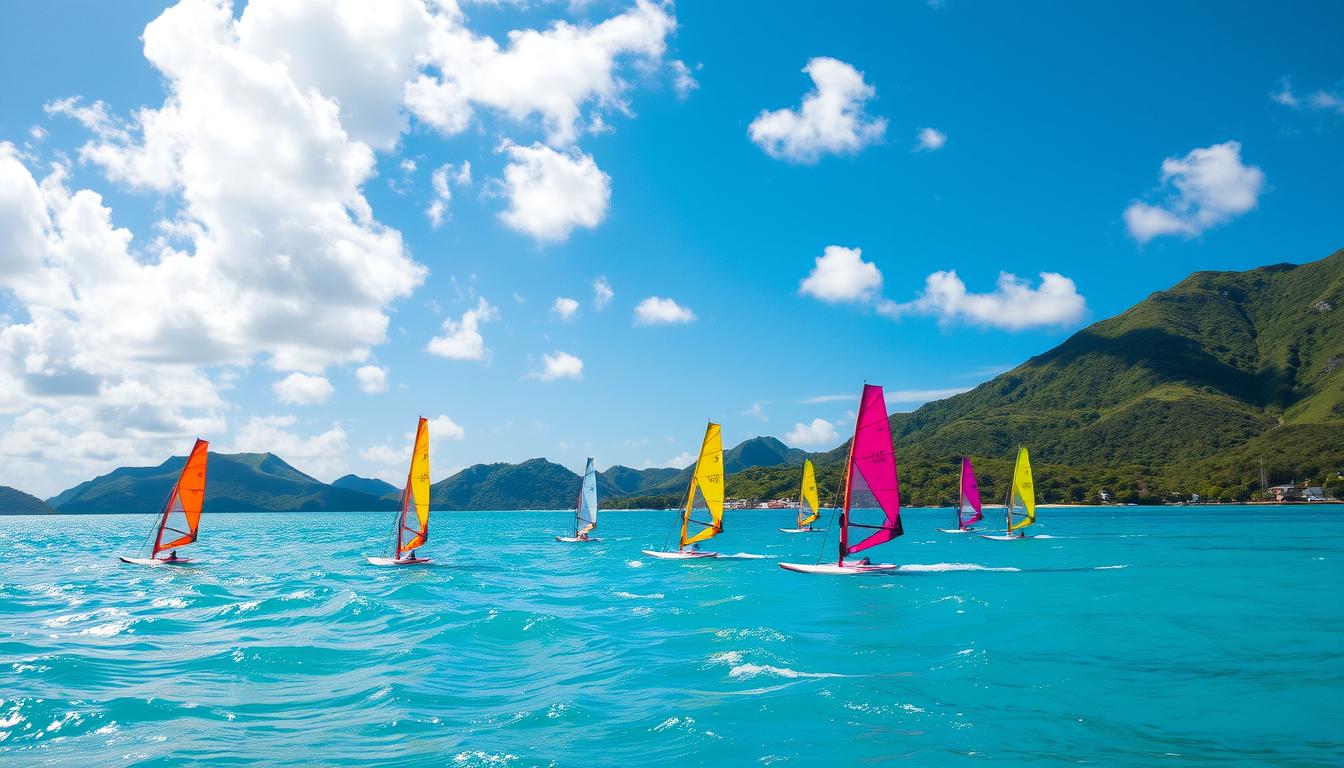 learning to windsurf or paddleboard in Marigot Bay