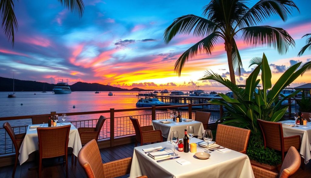 waterfront dining in Orient Bay waterfront dining in Orient Bay