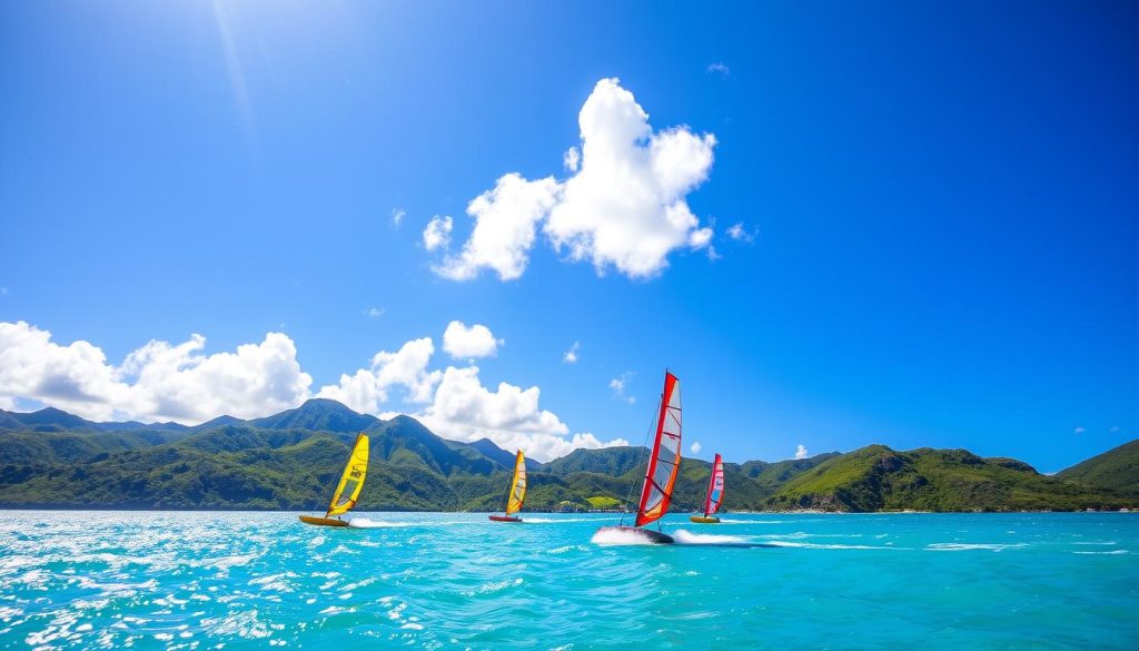 windsurfing in Marigot Bay windsurfing in Marigot Bay