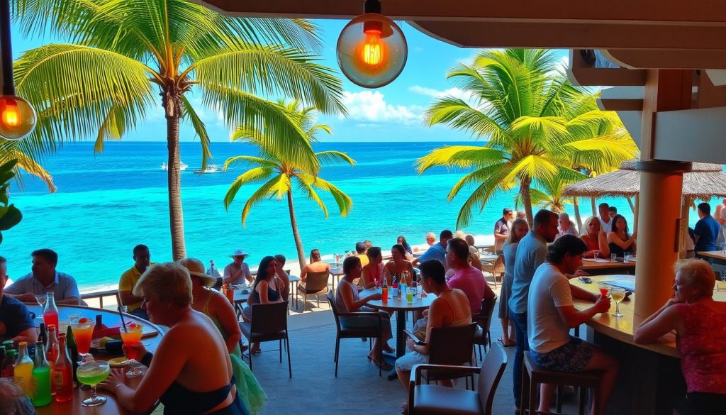Dickenson Bay bar scene Dickenson Bay bar scene