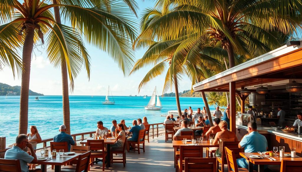 Dickenson Bay dining scene Dickenson Bay dining scene