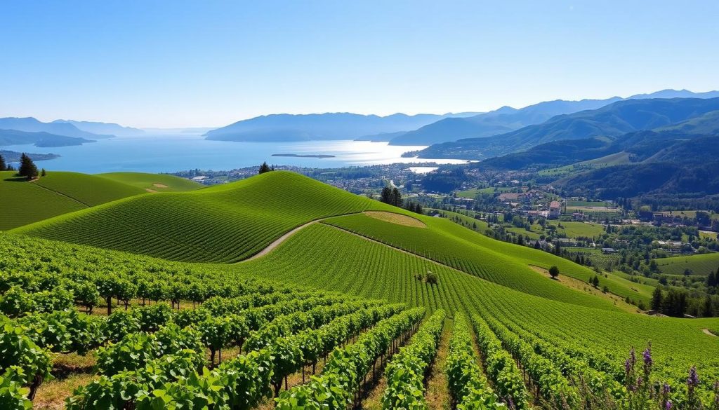 Lake Chelan Wine Valley Scenic Vineyard Landscape Lake Chelan Wine Valley Scenic Vineyard Landscape