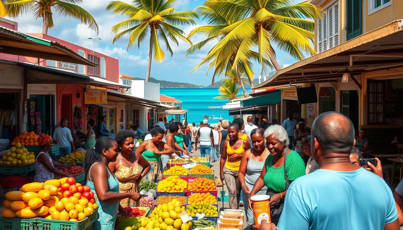 Local markets and shops in Dickenson Bay